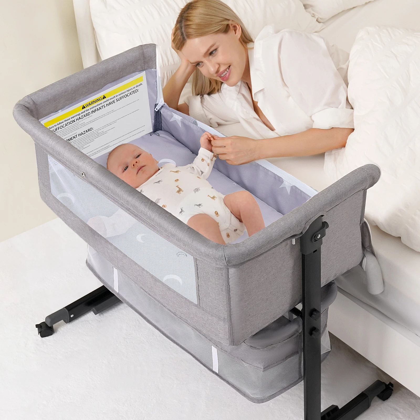 Baby Bassinet Bedside Crib Foldable - Image 8