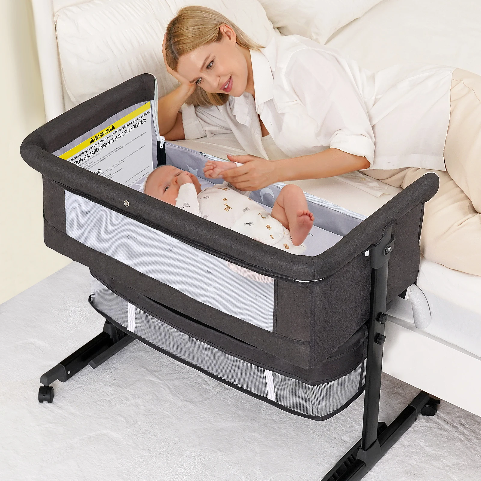 Baby Bassinet Bedside Crib Foldable - Image 4