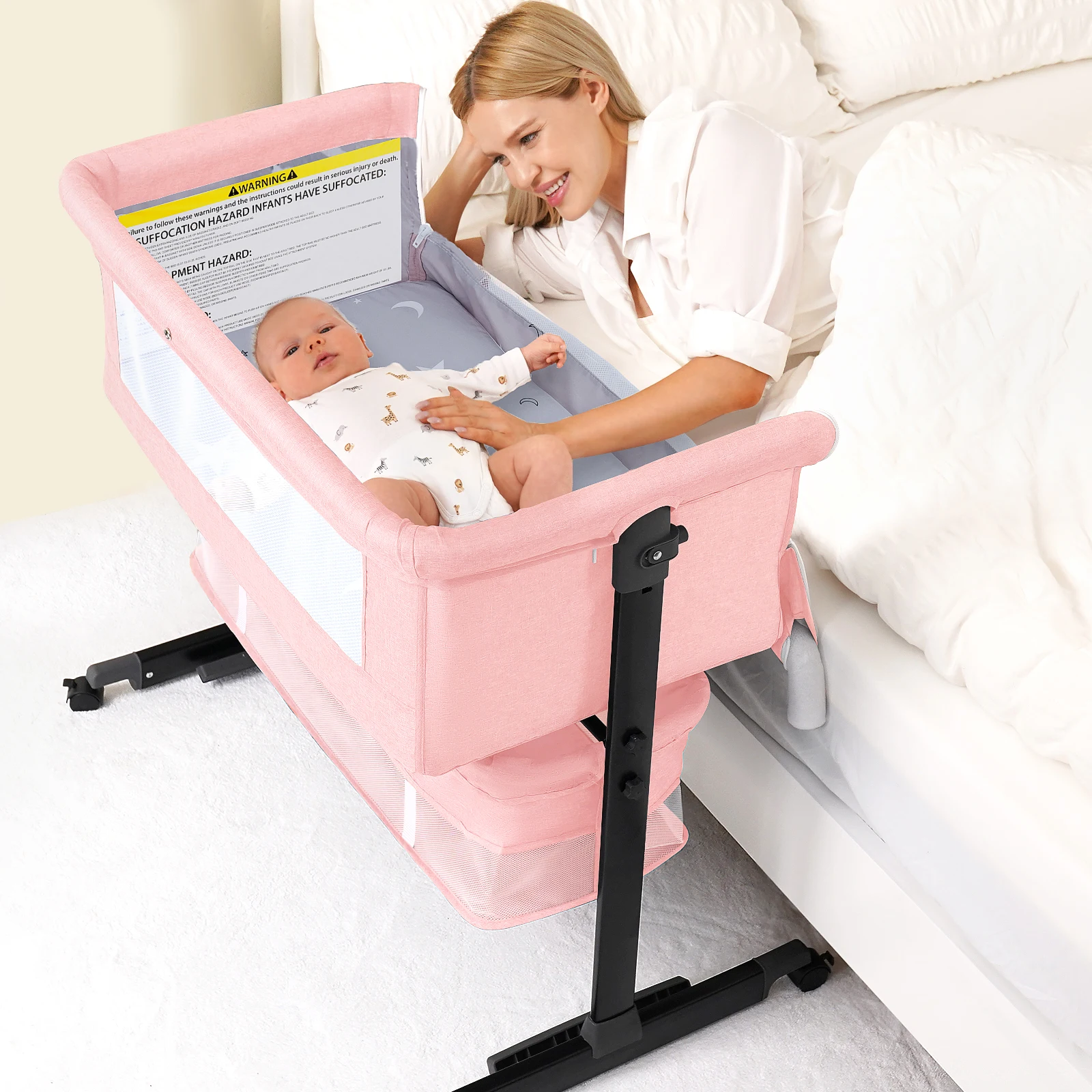 Baby Bassinet Bedside Crib Foldable - Image 6