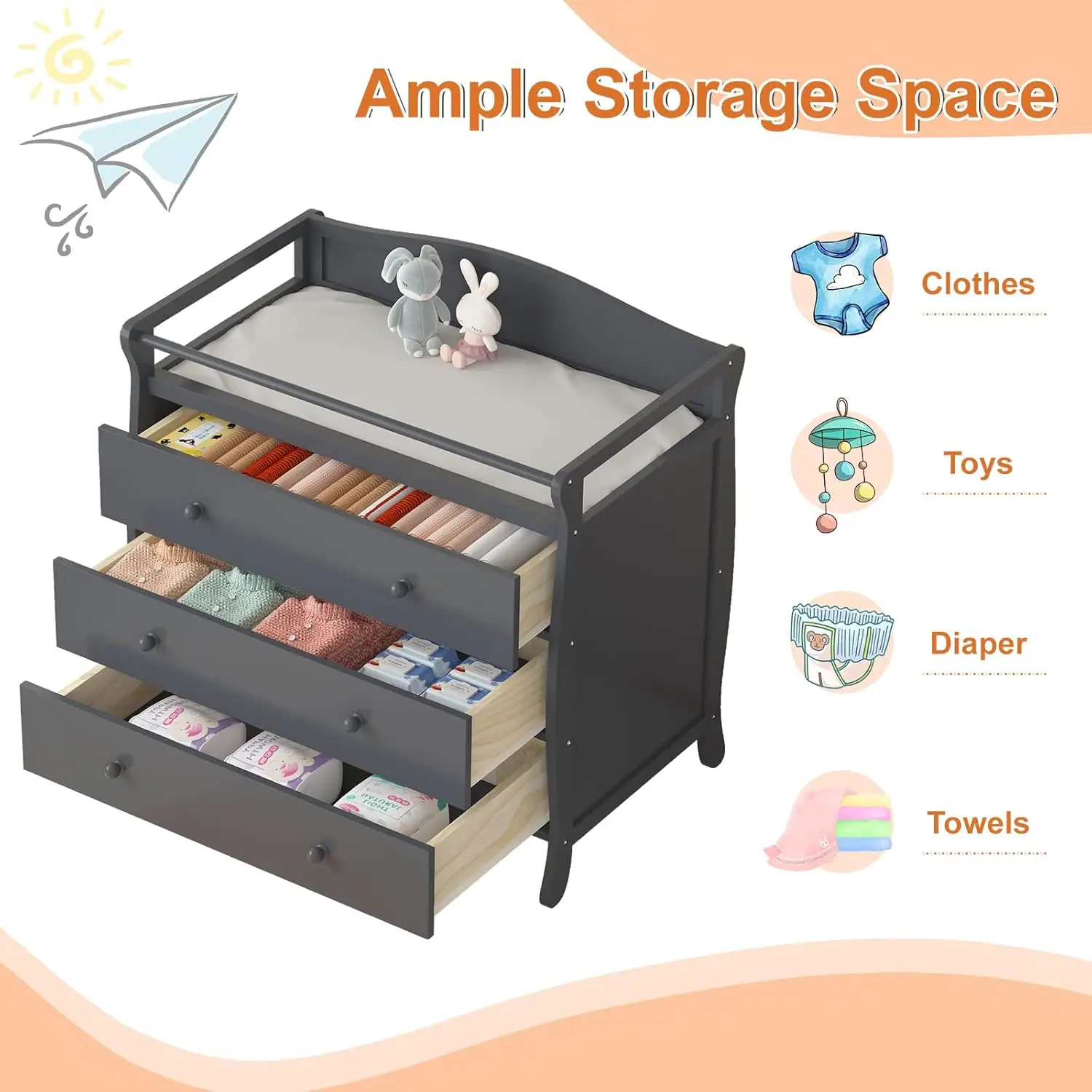 3 Drawers Baby Changing Station - Image 3