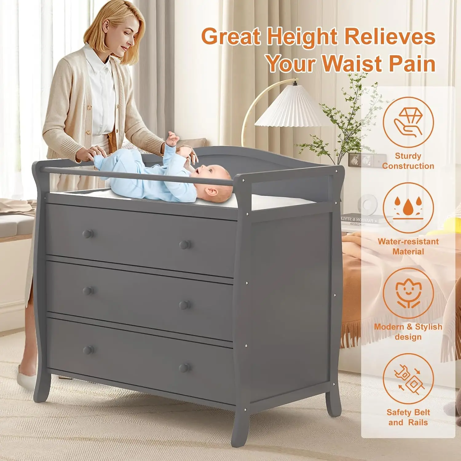 3 Drawers Baby Changing Station - Image 1