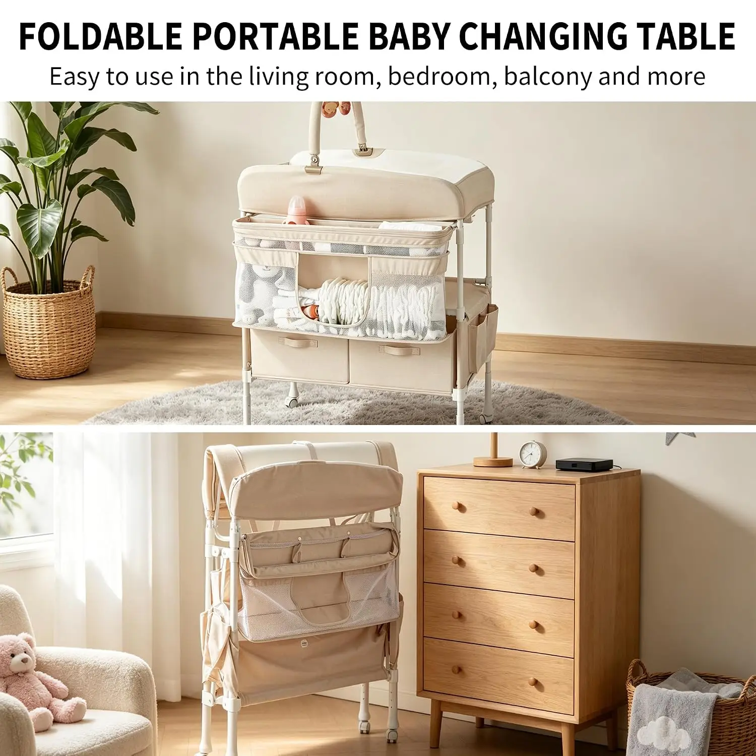 Portable Baby Changing Table with Wheels - Image 1