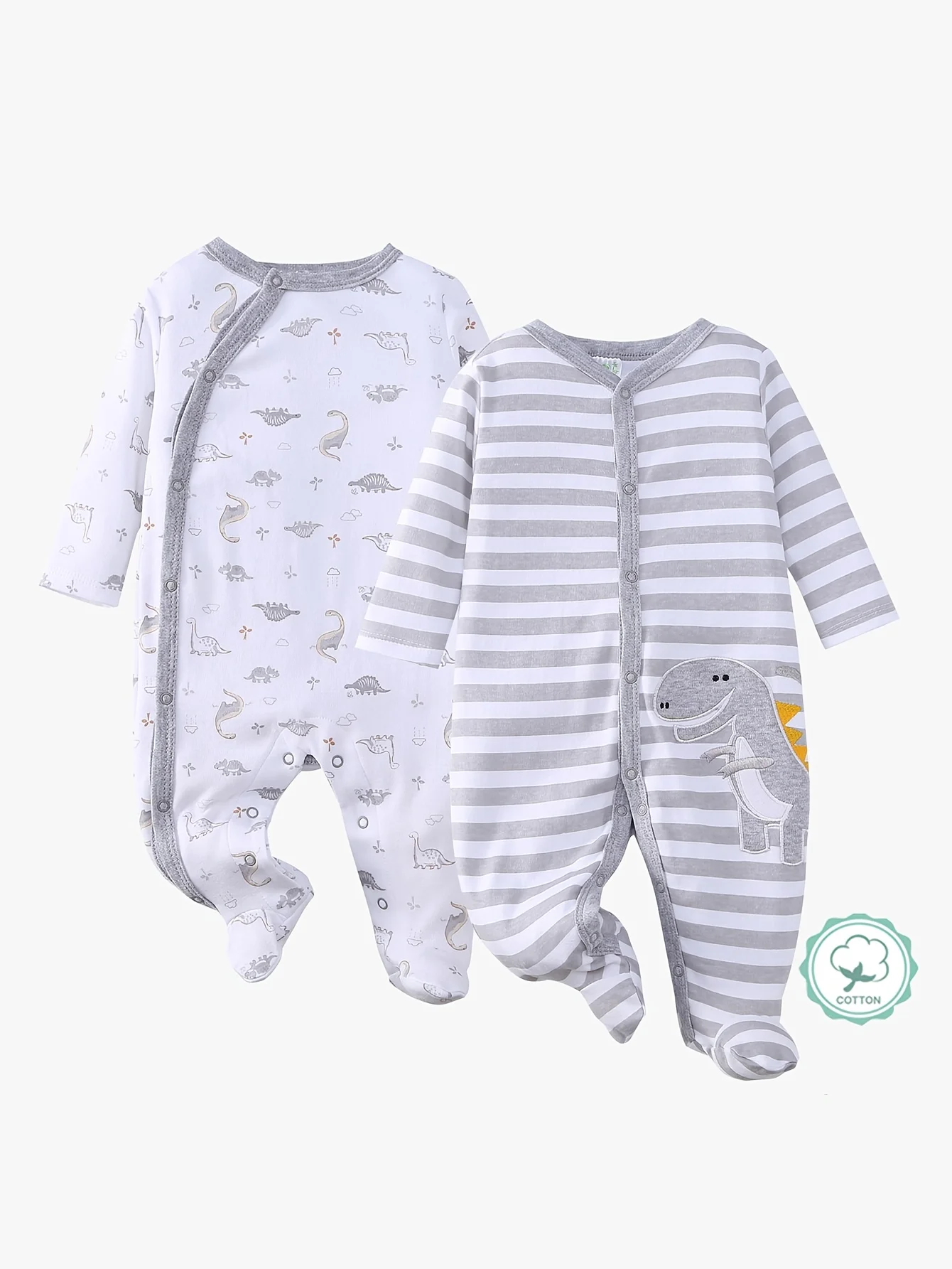 2pcs Zip Footed Rompers - Image 1